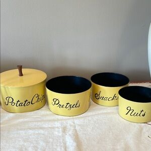Yellow and brown nesting Snack Canister Set vintage 60’s